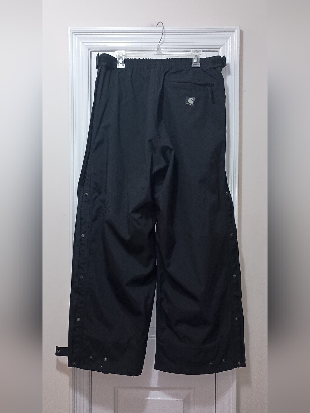 Carhartt Rain Wear Black Snap-Front Motorcycle Rain Pants Large
